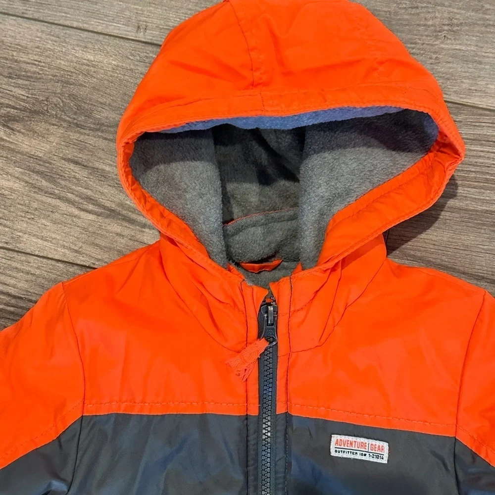Carter’s Boys 3T Insulated Orange and Gray Winter Zip Up Jacket
